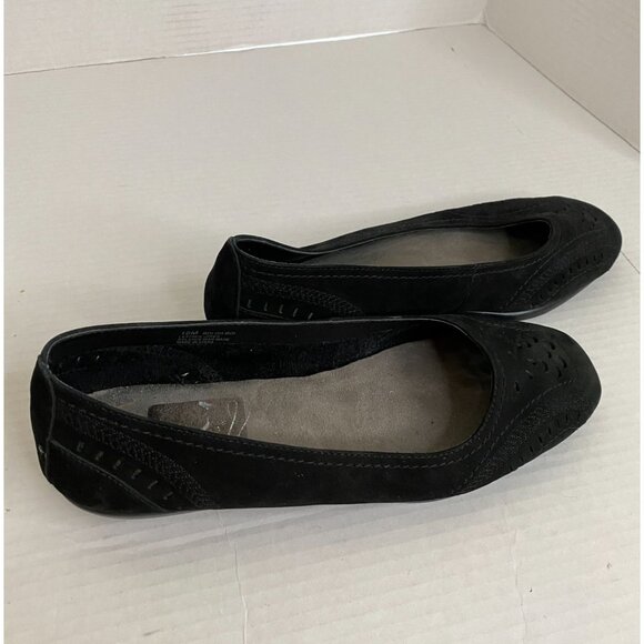 Black Aerosoles Slip-On Boi Oh Boi Nubuck Flats With Perforated Detailing - Size - Picture 4 of 8